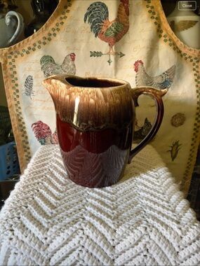 Mccoy Brown and Tan Drip-Glaze Ceramic Pitcher
